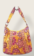 Load image into Gallery viewer, Vera Bradley Lisa B Slim Hobo Bag Bali Gold Purse Yellow Pink Floral