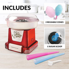 Load image into Gallery viewer, Nostalgia Retro Hard & Sugar Free Cotton Candy Maker, Red