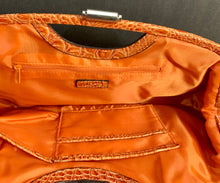 Load image into Gallery viewer, Nicole Miller Faux embossed Orange crocodile Skin Medium Clutch