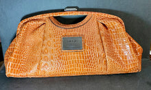 Load image into Gallery viewer, Nicole Miller Faux embossed Orange crocodile Skin Medium Clutch