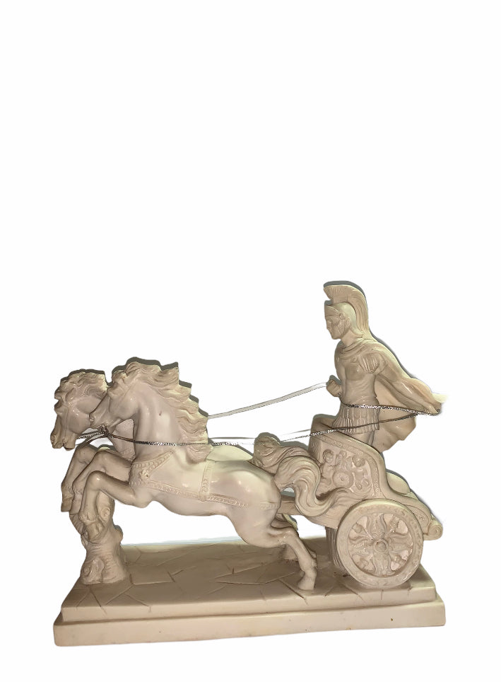 A. Santini store Roman Horse Chariot Sculpture Statue Italy 16” Horses Gladiator Huge